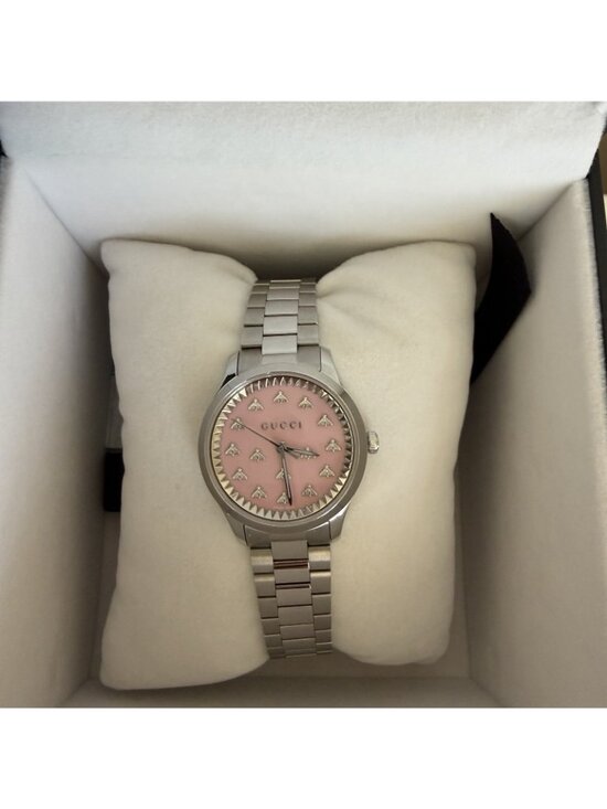NEW GUCCI G-Timeless 32 MM AUTO Pink Dial SS Women\'s Watch main image 6